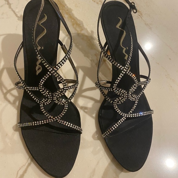 Nina Shoes - Nina Women’s Black Rhinestone Strappy Heels